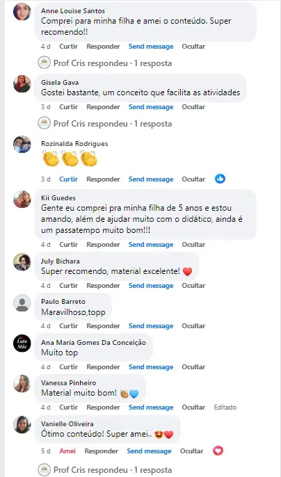 Depoimentos reais do Facebook
